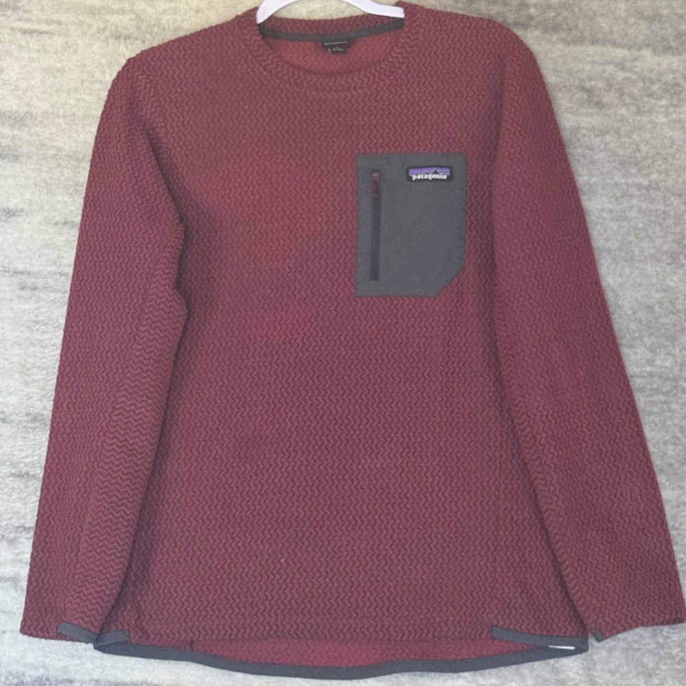 Patagonia R1 Air Crewneck Fleece Burgundy Red Mens Medium 40235 Zigzag Textured